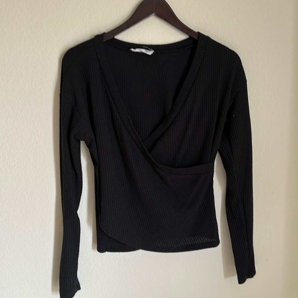 Waffle Knit Wrap Top
